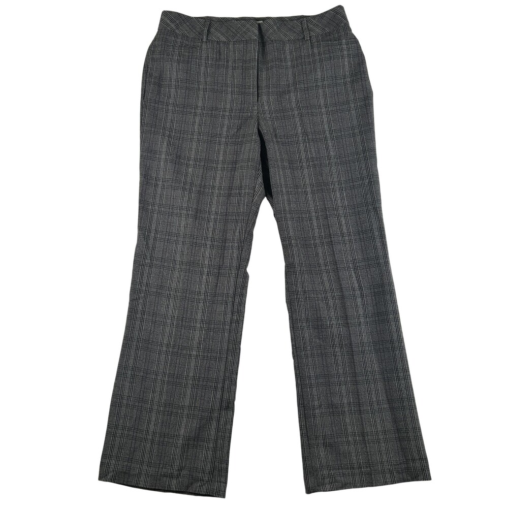 Dressbarn Dress Pants Womens 12 Plaid Twill Lined Straight Leg Stretch Trouser
